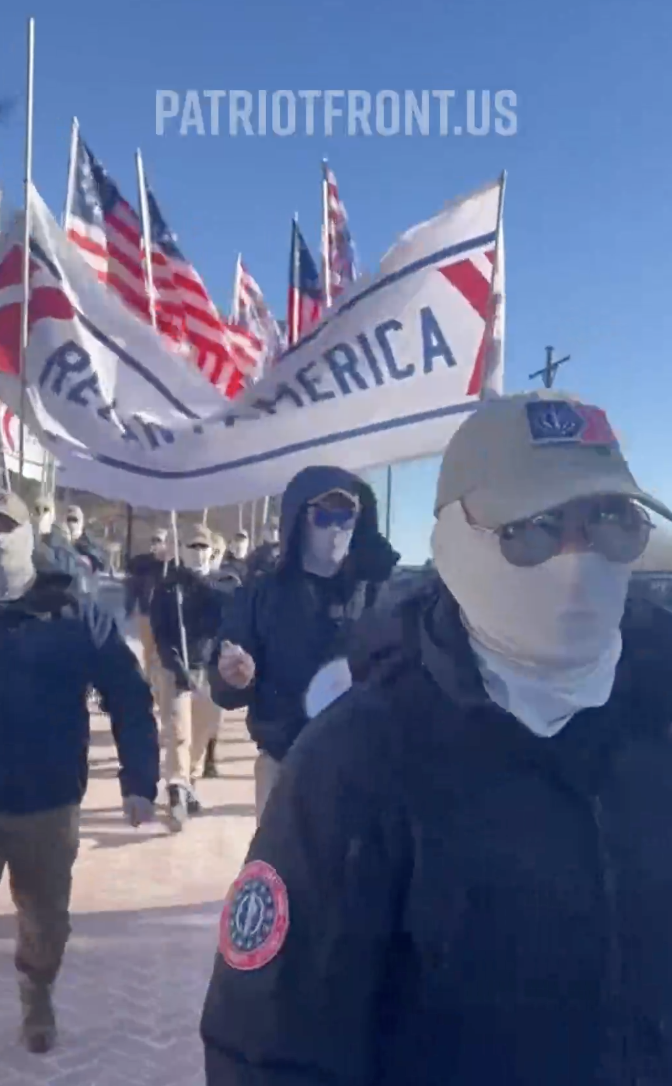 (Video/ Right-Wing Extremism): Patriot Front (PF) Conduct Migrant Protest in Providence Rhode, Island, United States - 22 February 2025